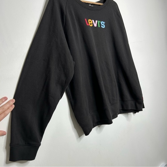 Levi's Relaxed Graphic Crewneck Rainbow Sweatshirt Black Retro Y2K Women’s XXL - Picture 4 of 8